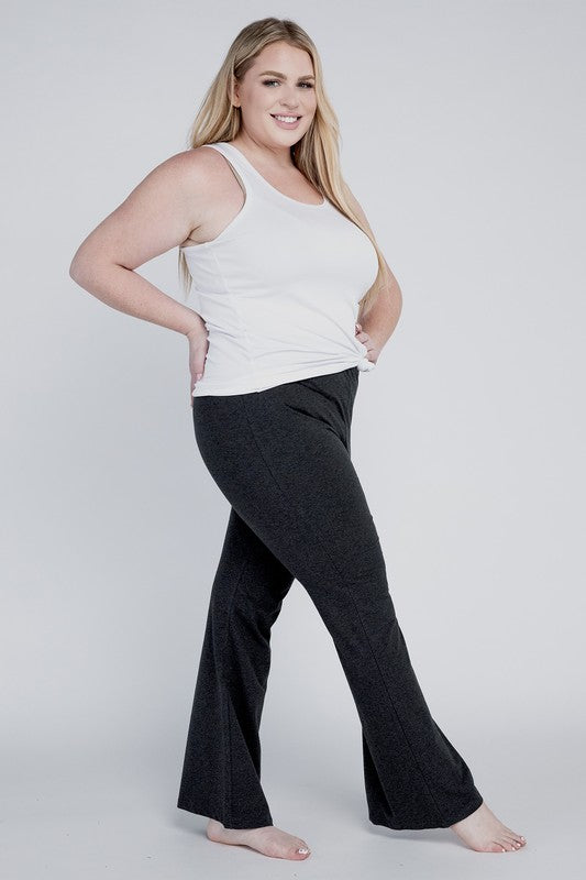 Plus Everyday Elastic Waist Flare Bottoms