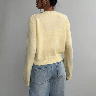 Women's Solid Color Button-Up Cardigan - Ribbed Detail Long Sleeve Knit Open Front Sweater Lightweight Spring&Fall Top - Fashions Envy