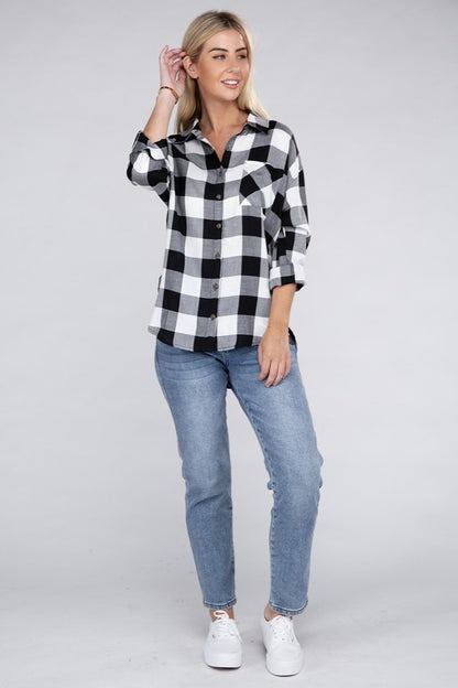 Classic Plaid Long Sleeve Casual Flannel Shirt