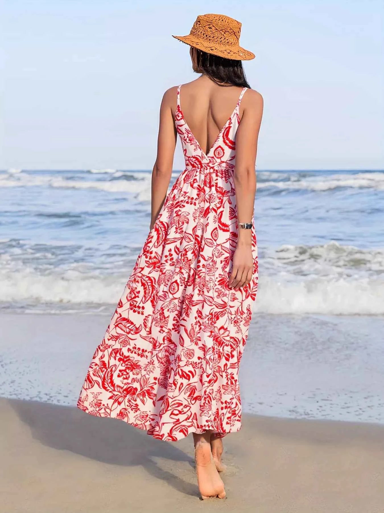 Printed Spaghetti Strap Midi Dress