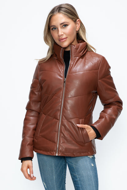 Brandy Pocketed Zip Up Puffer Jacket with Removable Hood