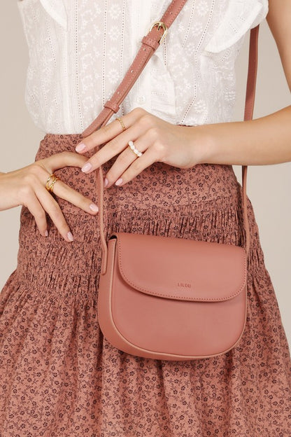 Textured PU Vegan Leather Dust Pink Crossbody Mini Bag