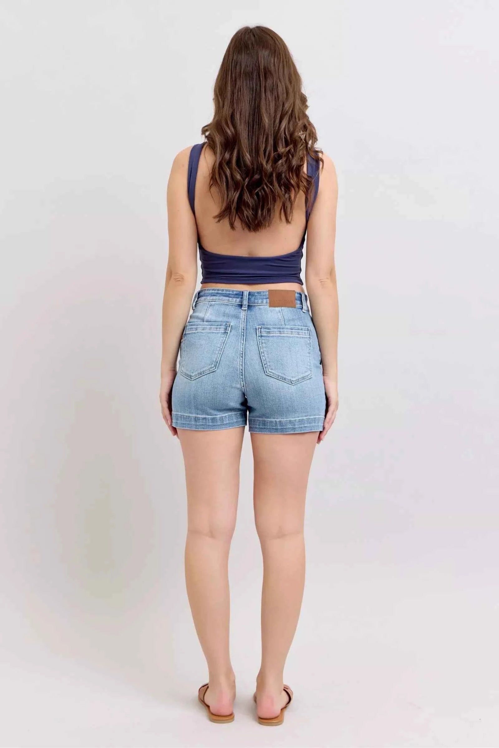 Judy Blue Denim Shorts - Mid Rise Medium Wash