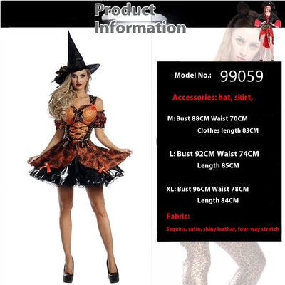 Witch Costume - Halloween Role Play Outfit with Hat