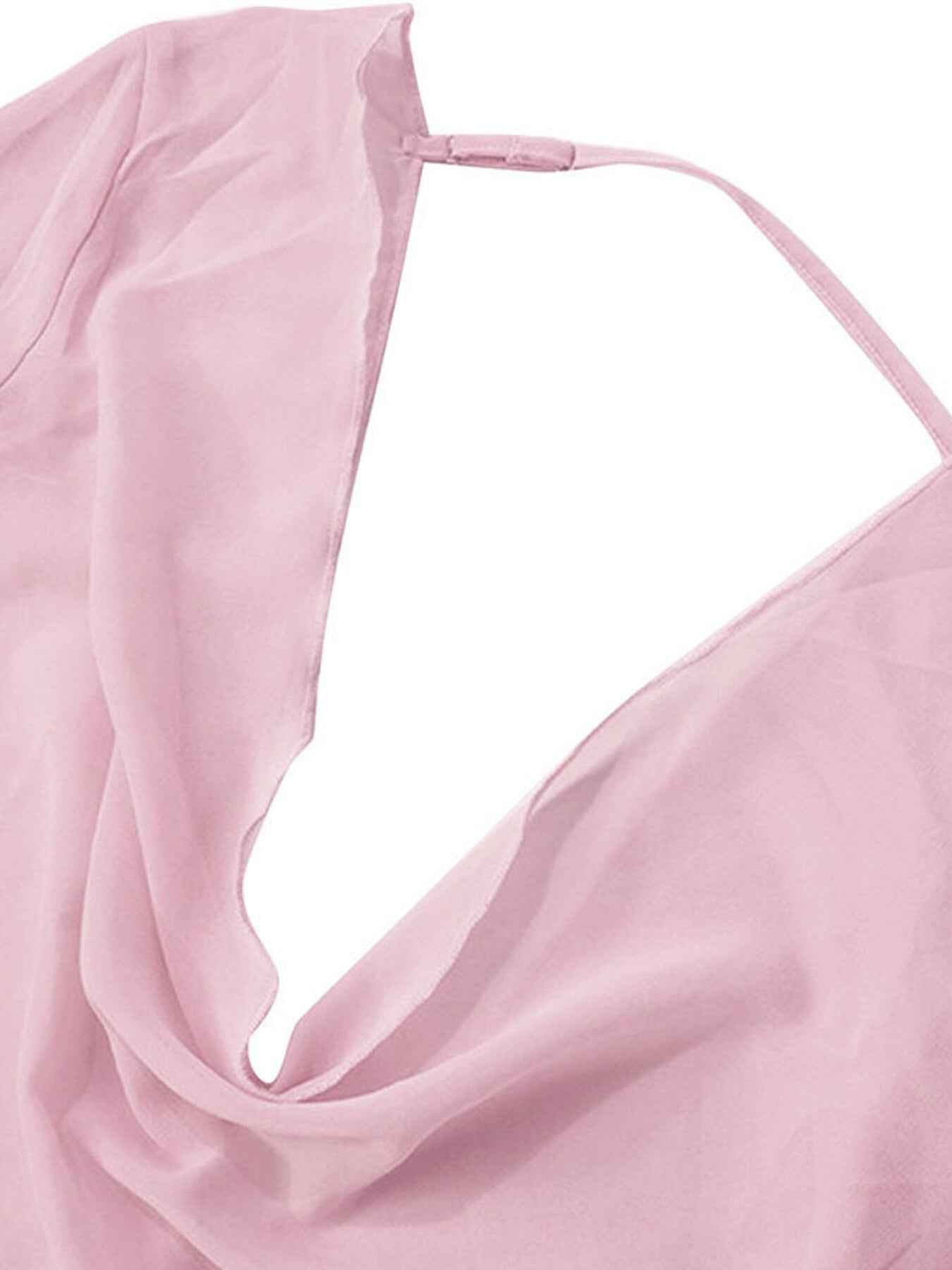 Purple Powder Sheer Mini Dress - Plunge Backless Chiffon