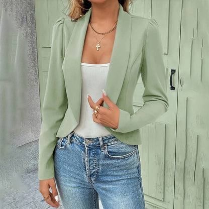 Women's Lapel Sport Blazer - Button Front Spring Jacket - Fashions Envy