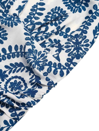 Floral Halter Maxi Dress - Tie Neck Blue Print