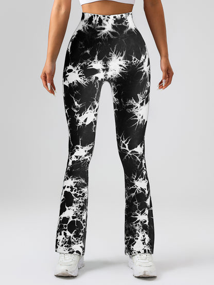 Tie-Dye Flare Yoga Pants - High Waist Tummy Control