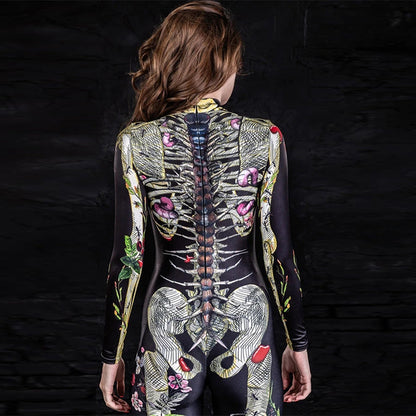 Skeleton Jumpsuit - Halloween Costume Body Suit