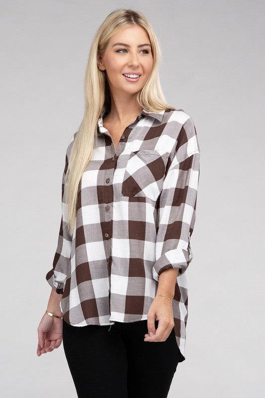 Classic Plaid Long Sleeve Casual Flannel Shirt