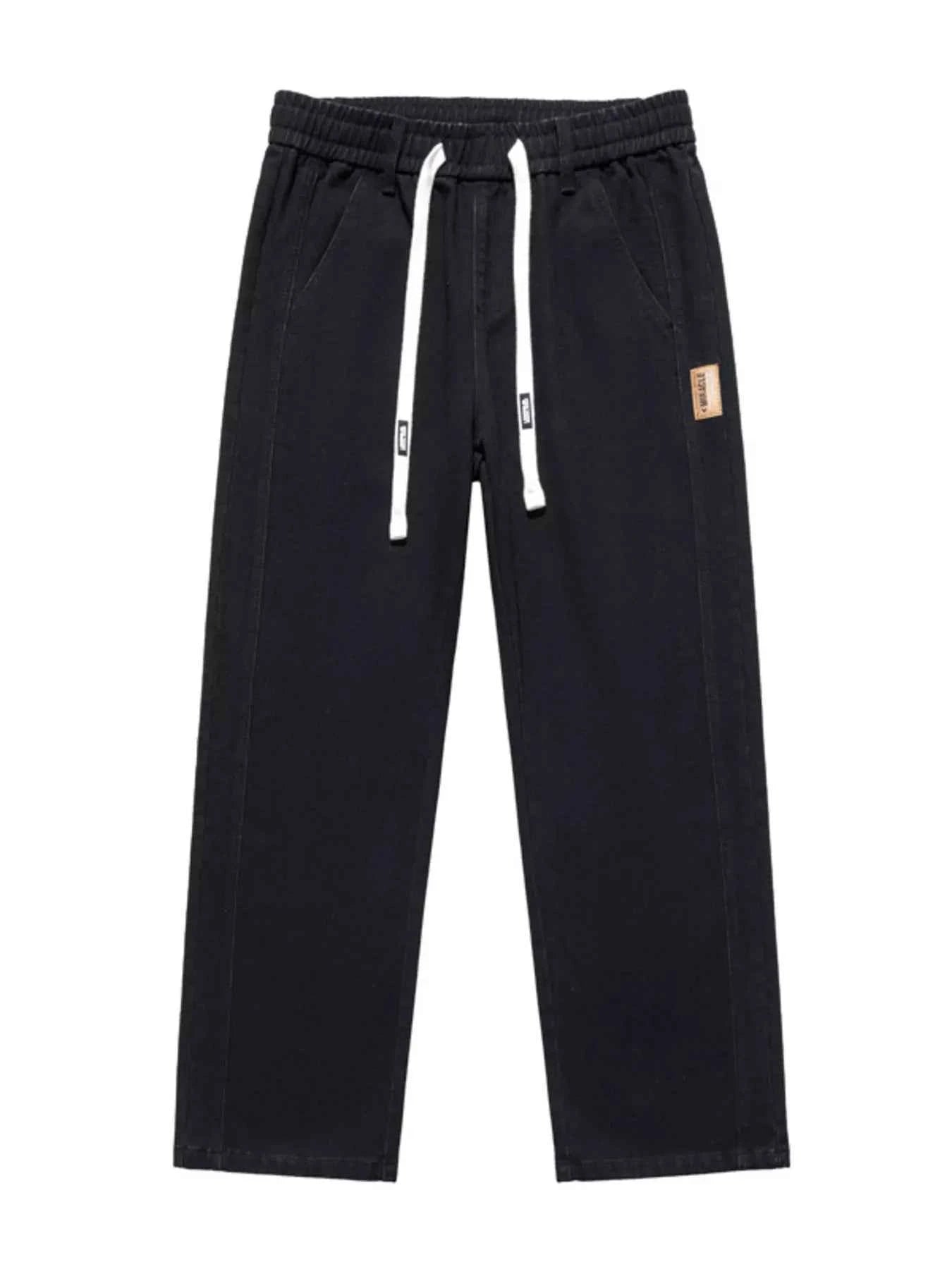 Men's Plus Size Casual Drawstring Wide-Leg Jeans