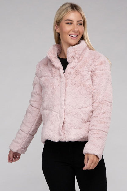 Fluffy Zip-Up Sweater Cozy Jacket