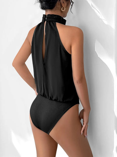 3D Flower Grecian Neck Bodysuit - Fashions Envy
