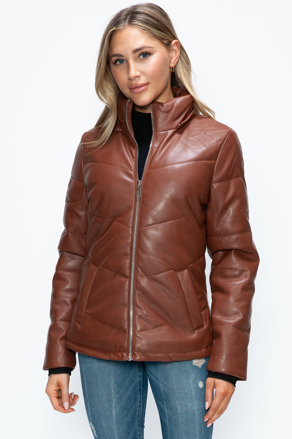 Brandy Pocketed Zip Up Puffer Jacket with Removable Hood