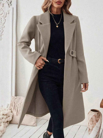Wool Blend Overcoat - One Button Belted Long Coat - Fashions Envy