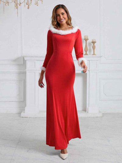 Red Christmas Dress - Elegant Velvet Holiday Party Dress - Fashions Envy