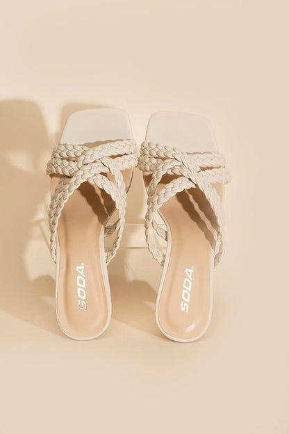 KELLAN-S Double Cross Braided Strap Heels