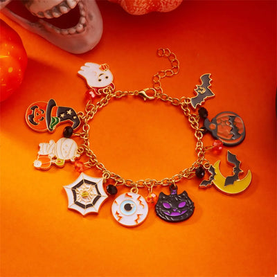 18K Gold-Plated Halloween Charm Bracelet - Fashions Envy