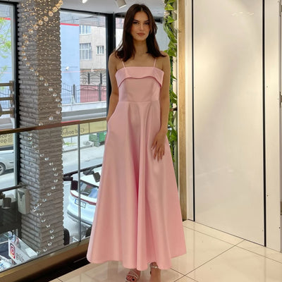 Satin Suspender Dress - Sleeveless Evening Gown - Fashions Envy