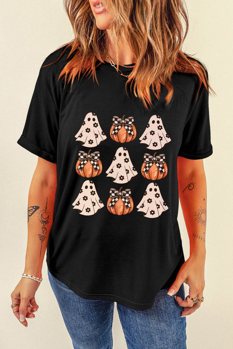 Halloween Graphic Round Neck Short Sleeve T-Shirt - Fashions Envy