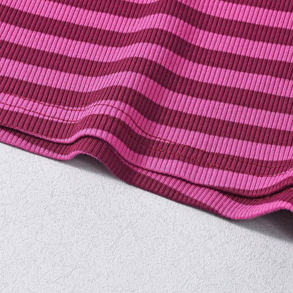 Striped Halter Neck Outfit - Crop Top Shorts Set