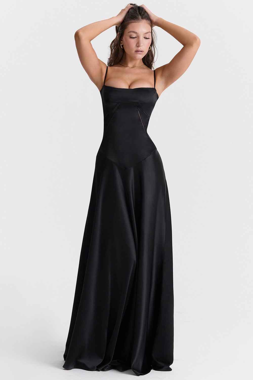 Corset Back Maxi Dress - Spaghetti Strap Slim Fit Camisole Gown