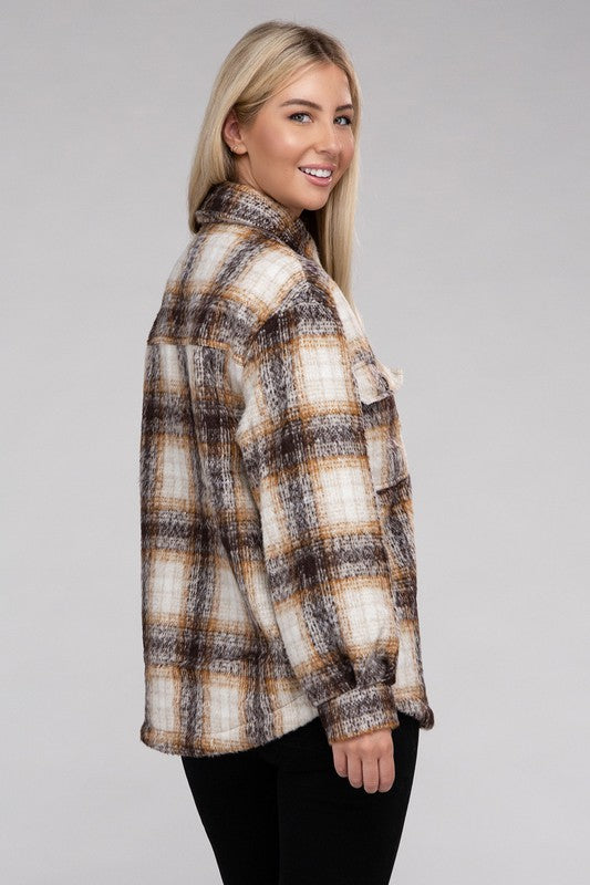 Cozy Plaid Flannel Long Sleeve Casual Shacket