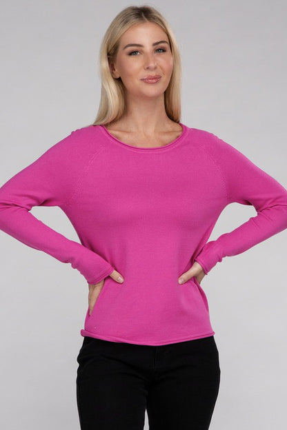 Long Sleeve Viscose Round Neck Basic Sweater