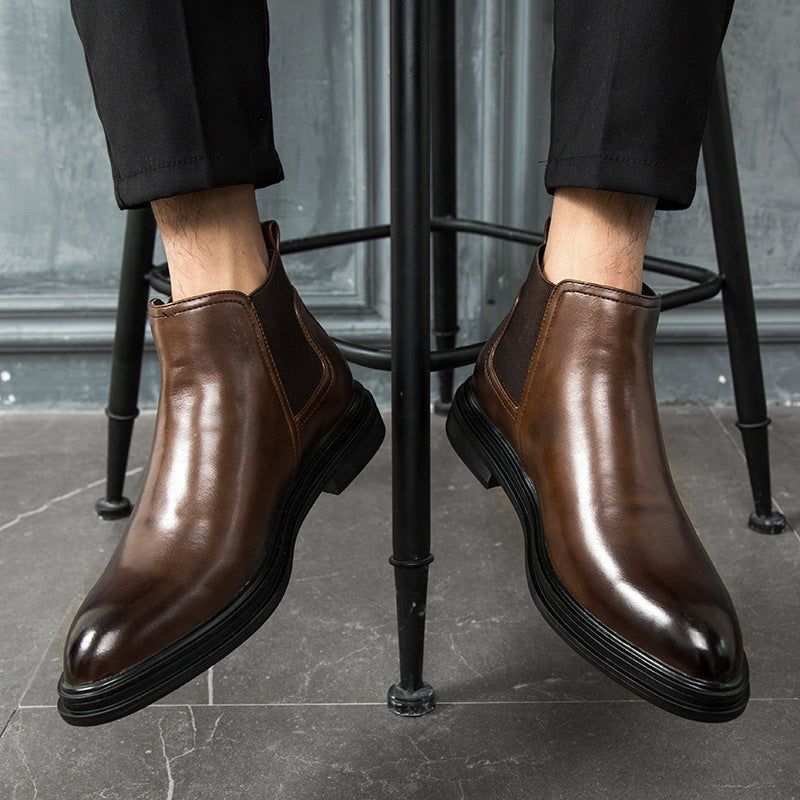 Men's Pointed High-top Leather Shoe Boots