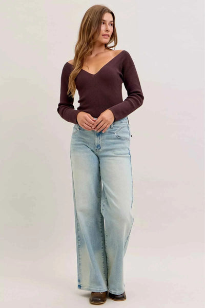 Judy Blue High Waist Column Straight Jeans - Medium Wash