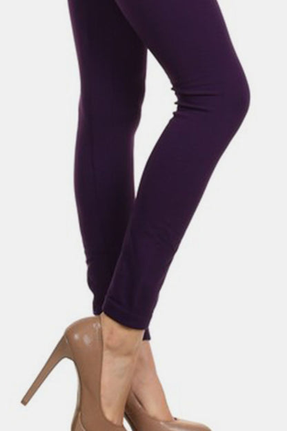 Purple Seamless High Waist Fleece Leggings