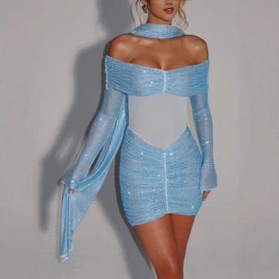 Rhinestone Tube Top Mini Dress - Waist-Tight Glamour - Fashions Envy