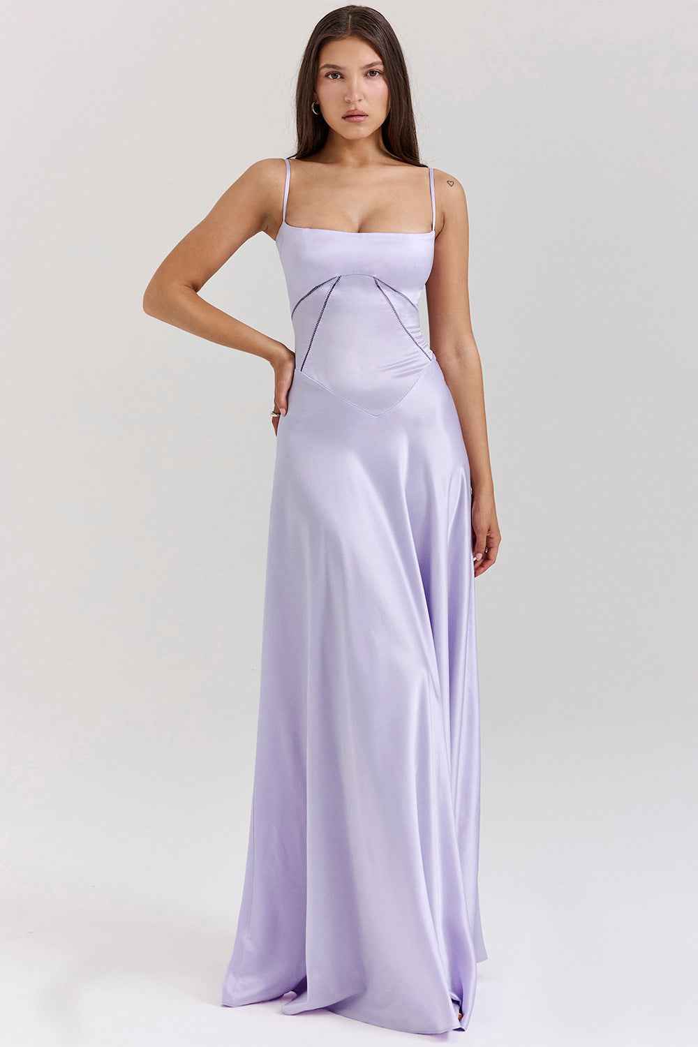 Corset Back Maxi Dress - Spaghetti Strap Slim Fit Camisole Gown