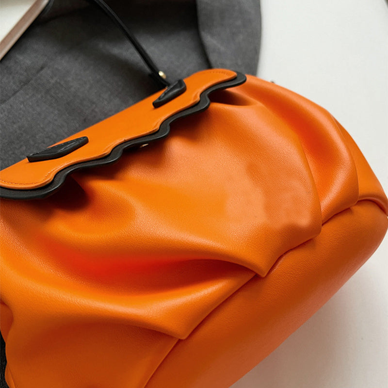 Halloween Pumpkin Crossbody Bag - Cartoon Shoulder Bag with Wings