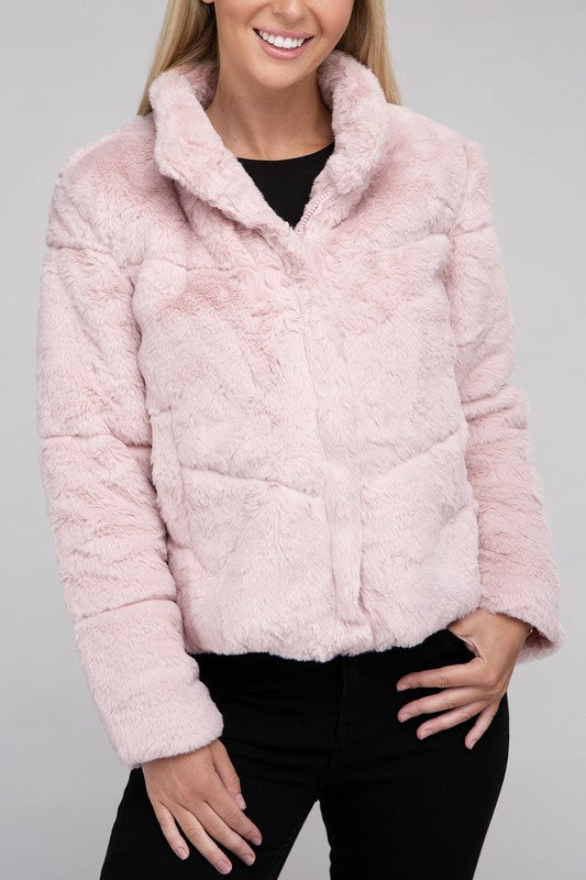 Fluffy Zip-Up Sweater Cozy Jacket