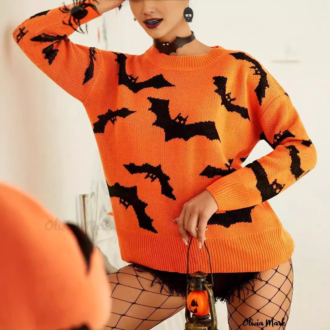 Halloween Sweater - Brocade Knit Long Sleeve Pullover