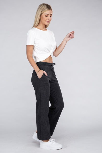 Casual Lounge Wide Pants with Drawstrings