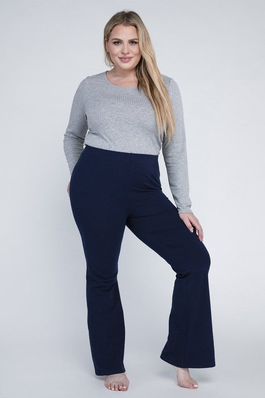 Plus Everyday Elastic Waist Flare Bottoms