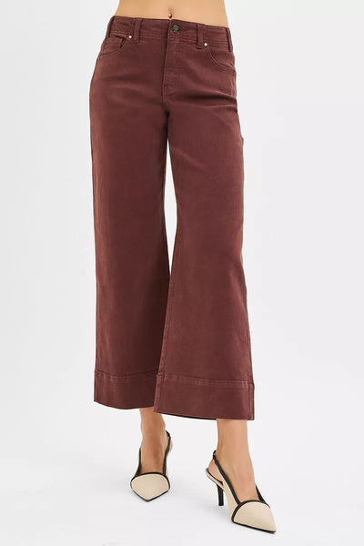 RISEN Crop Wide Leg Jeans - Tummy Control High Rise No Waistband - Fashions Envy