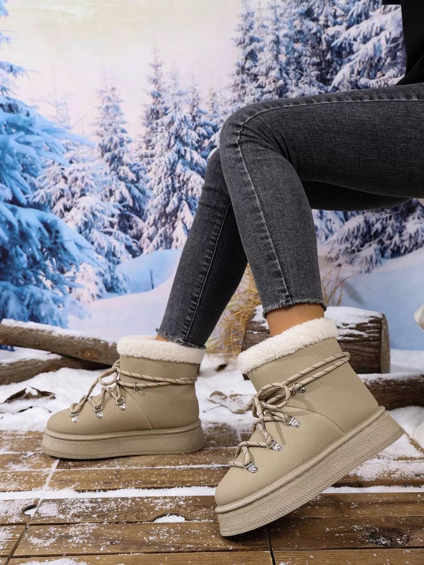 Round Toe Platform Boots - Fashions Envy