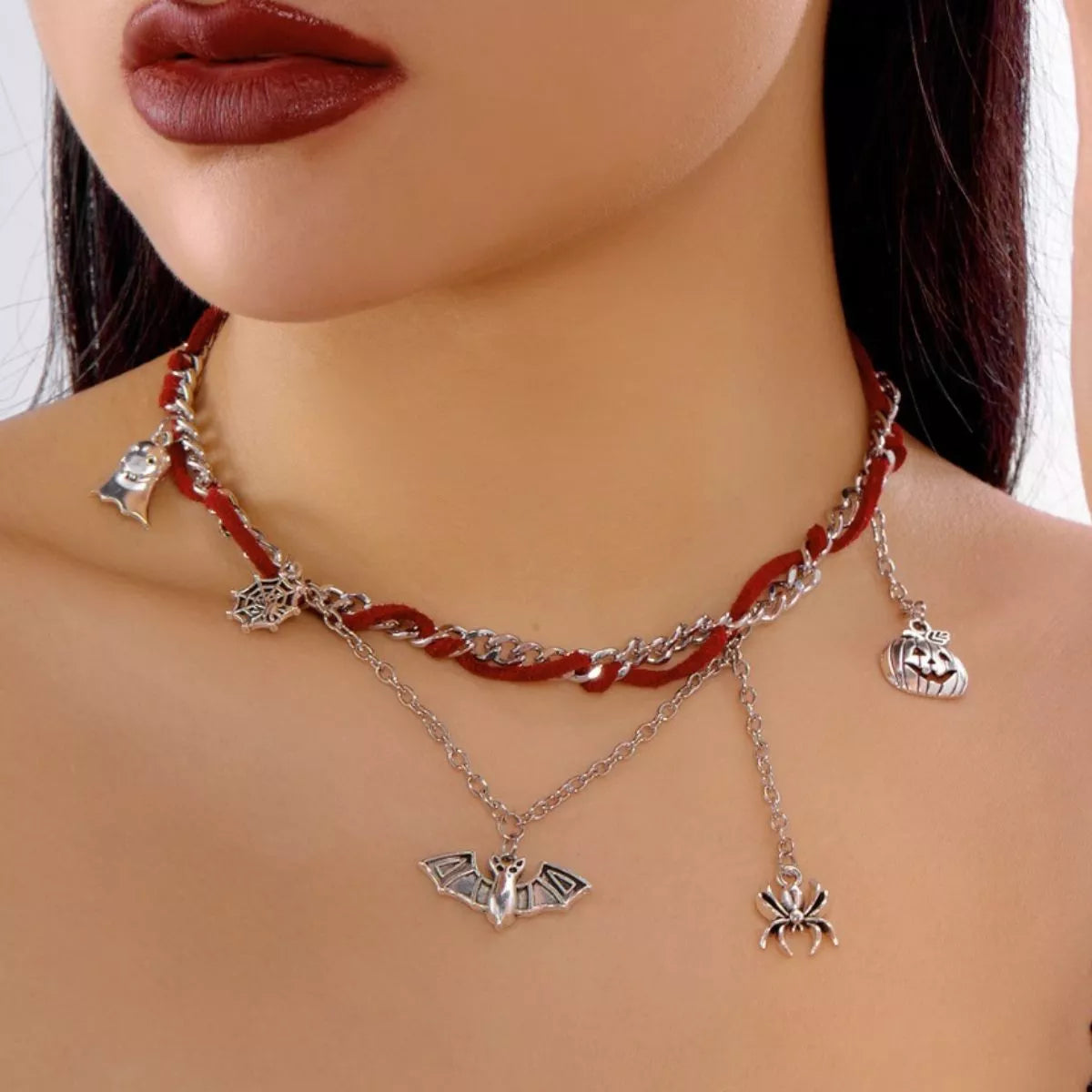 Halloween Double Layer Necklace - Gothic Pendant Jewelry - Fashions Envy