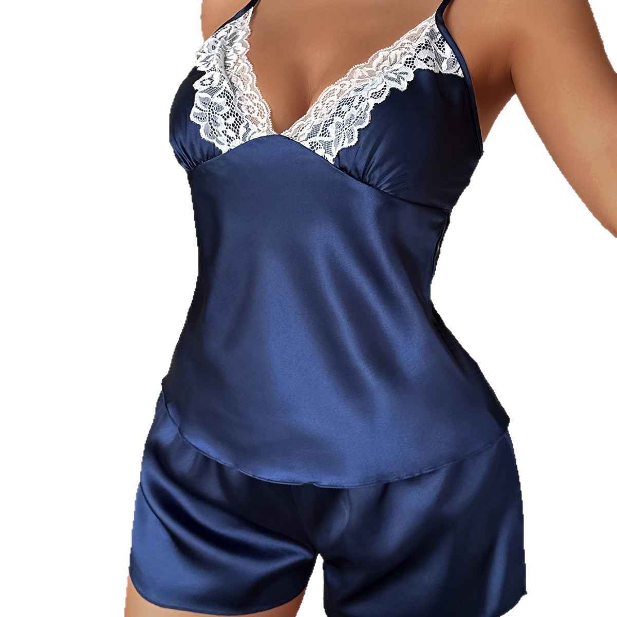 Ladies' Silk-Like Sexy Summer V-NeckLadies' Silk-Like Sexy Summer V-Neck Cami and Shorts Set
