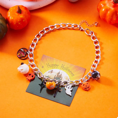 Halloween Charm Chain Necklace - Spooky Statement Jewelry - Fashions Envy