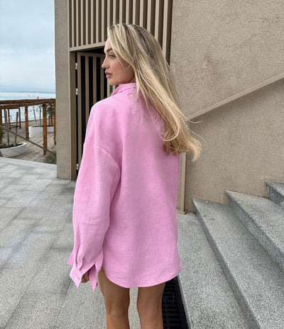 Open Front Cardigan Blouse - Loose Fit Long Sleeve