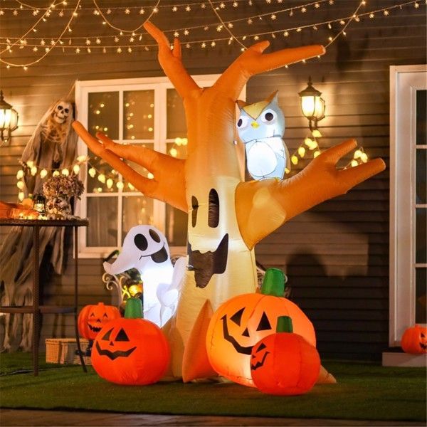 7.5ft Scary Ghost Tree with Owl - Halloween Inflatable - Fashions Envy