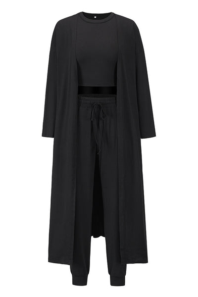 Crop Tank Top & Capri Pants with Long Cardigan Set