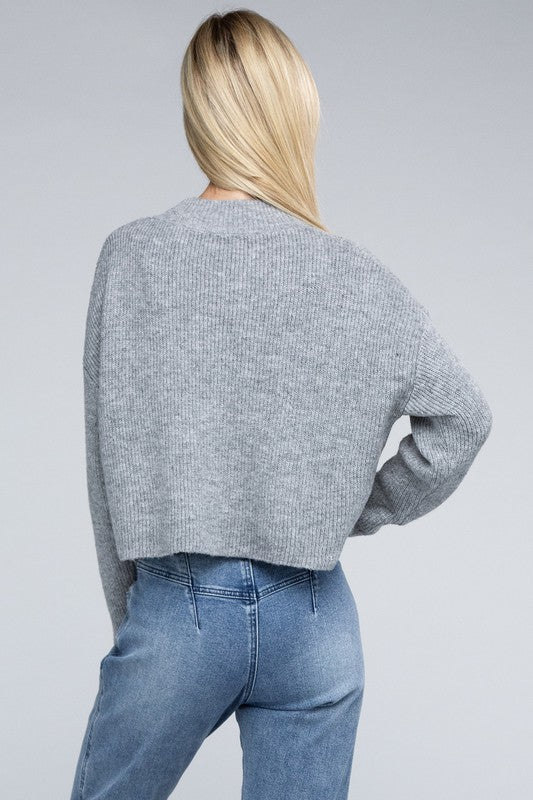 Mock Neck Long Sleeve Pullover Sweater