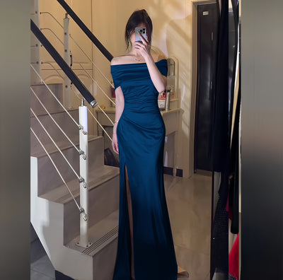 Sexy Off Shoulder Split Evening Maxi Dress - Fashions Envy