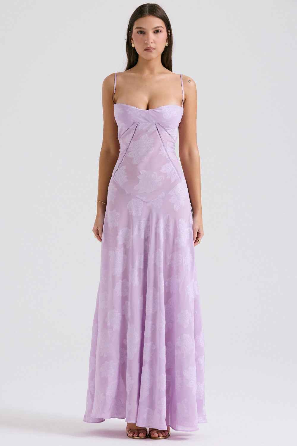 Floral Backless Maxi Dress - Square Neck High Waist Chiffon