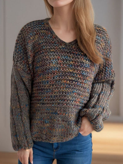 Dropped Shoulder Sweater - Cozy Long Sleeve Style
